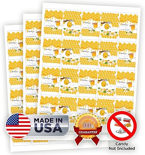 Miniatura 5 de RokAPary 60 mini envolturas de barra de caramelo con temática de abejorro, calcomanías de barra de caramelo con temática de agradecimiento,