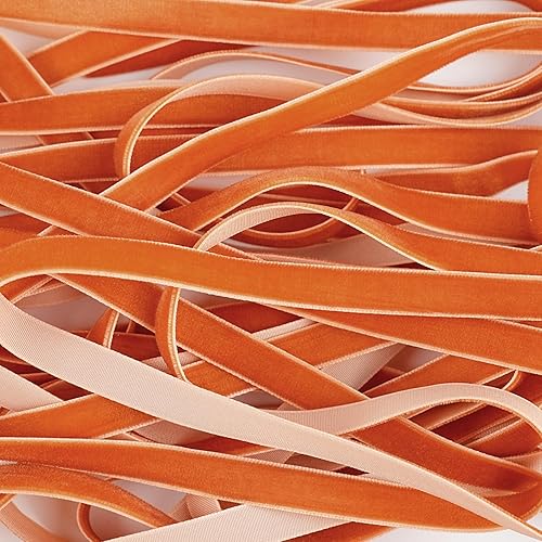 Miniatura 3 de Cinta de terciopelo de terracota de 38 pulgadas de una sola cara, cinta fina de terciopelo para envolver regalos, cinta naranja quemada, cinta para