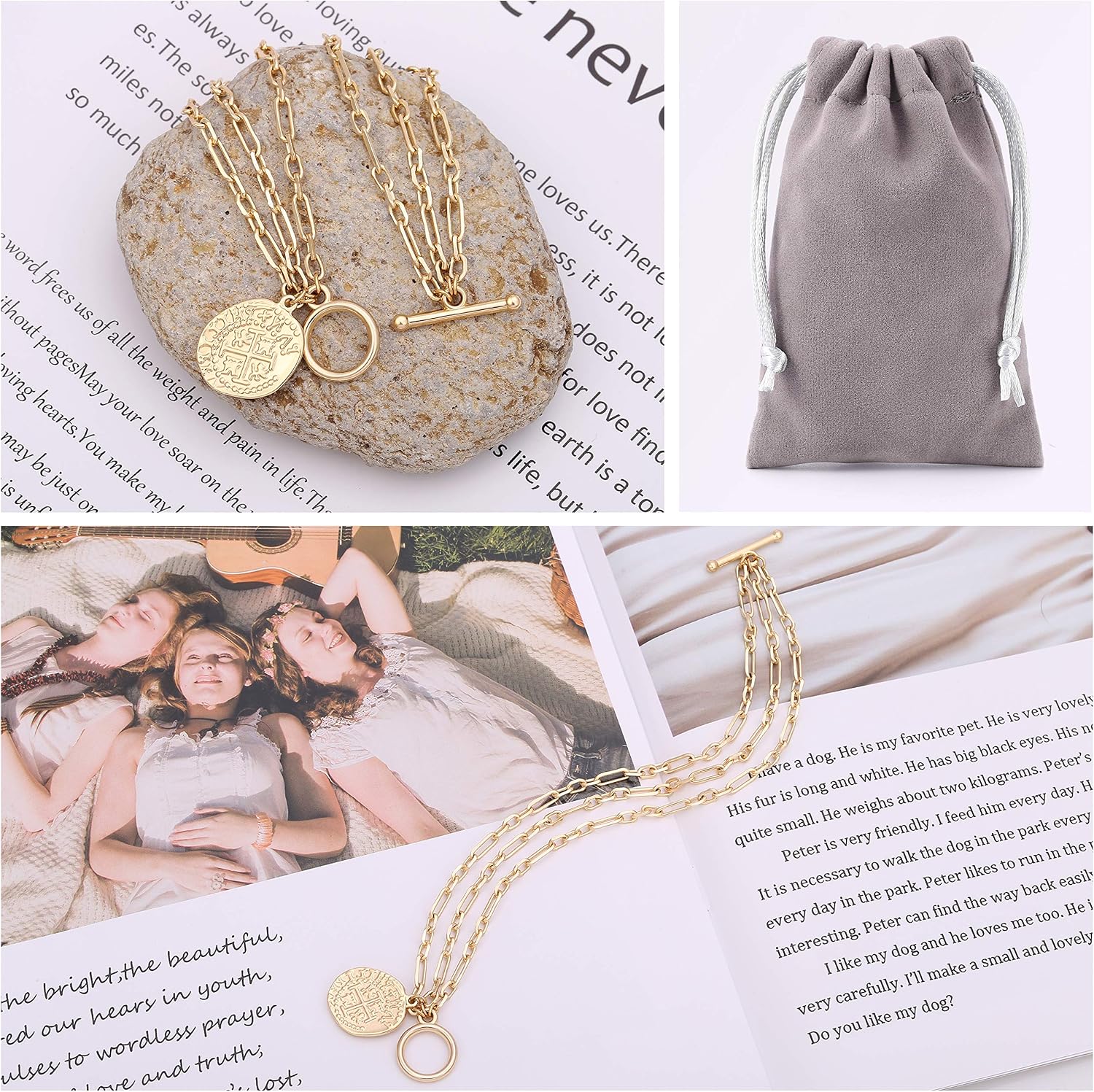 PEARLADA 18k Gold Plated Chain Layerd Bracelet Coin Charm Toggle Bracelet Trendy Cubic Zirconia Jewelry