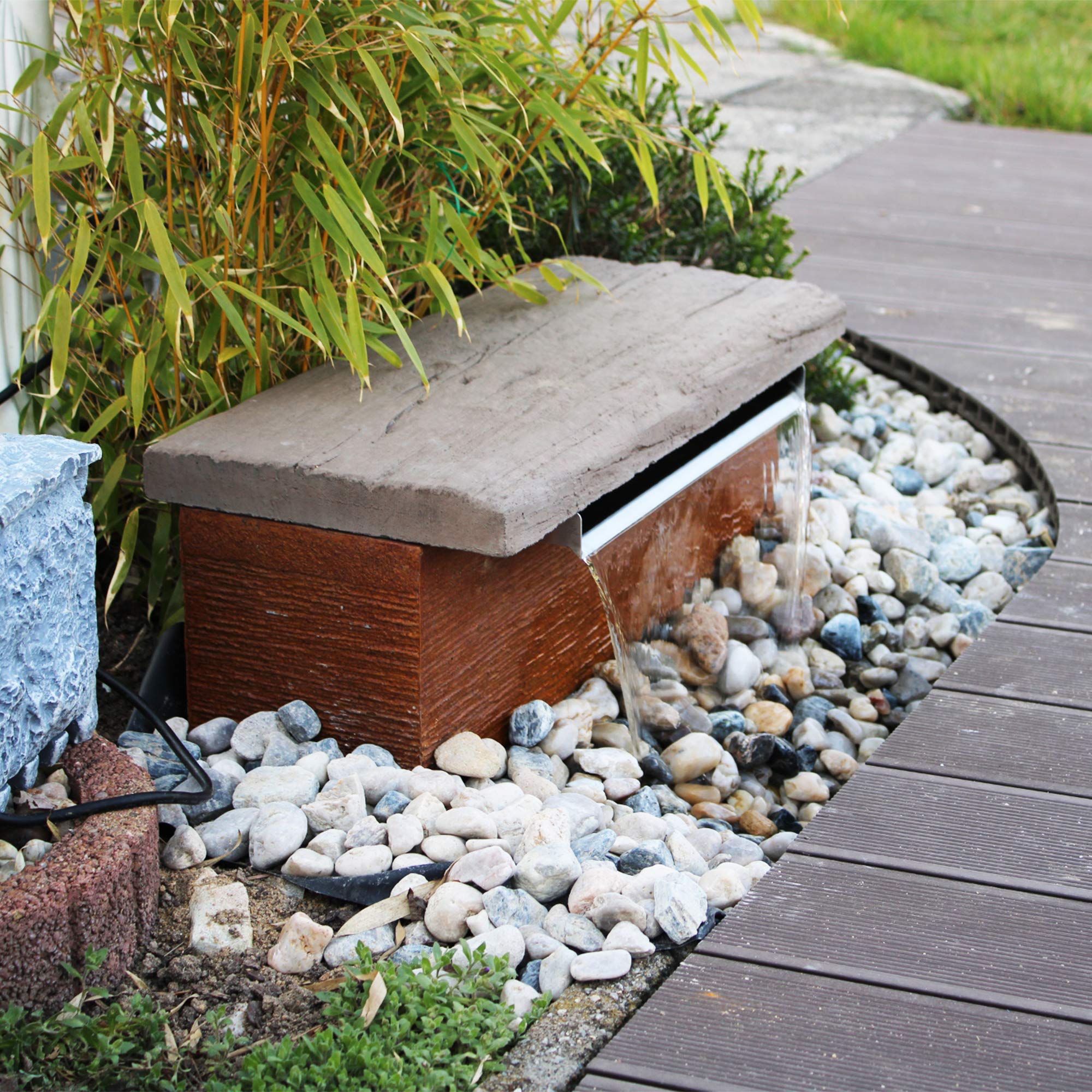Köhko® Wasserfall 20 cm Wasserauslauf aus Edelstahl V2A matt gebürstet Aquafall