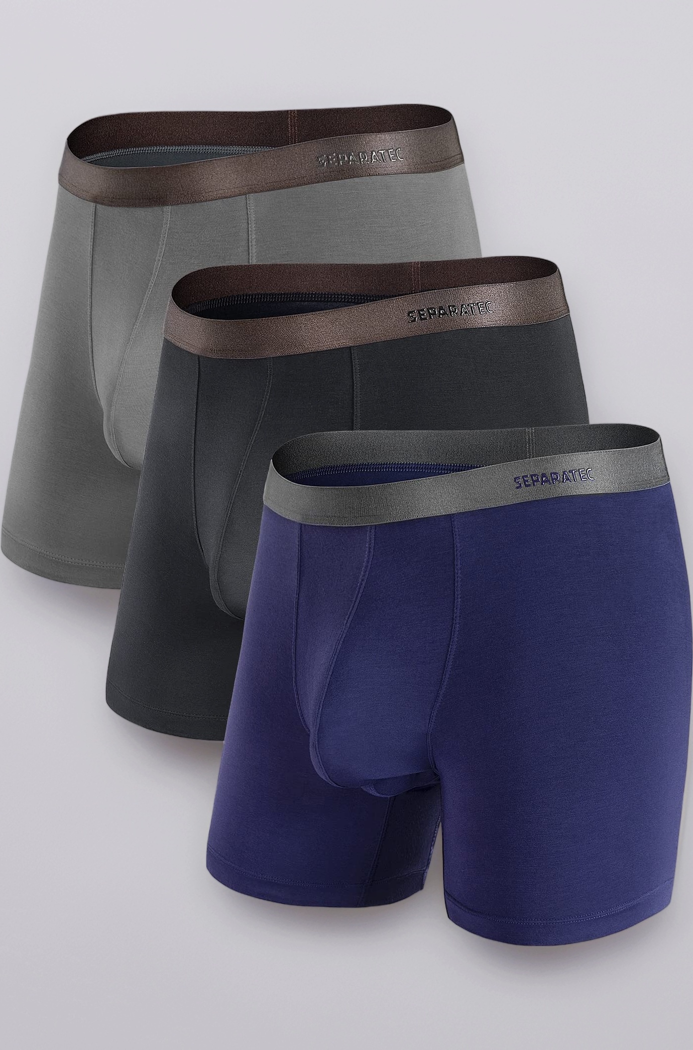 Bamboo Men's Underwear Classic Soft Breathable Boxer Briefs with Dual Pouch Design, Assorted Color Multipacks