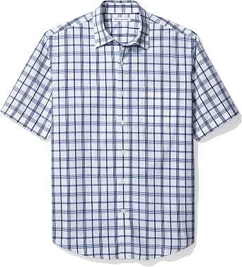 Amazon Essentials Mens Regular-Fit Short-Sleeve Poplin Shirt, Collared, Washed