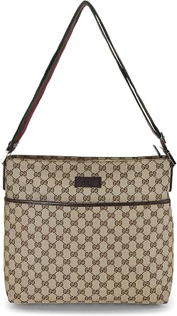 Pre-loved Brown Original GG Canvas Web Strap Pocket Messenger, Brown