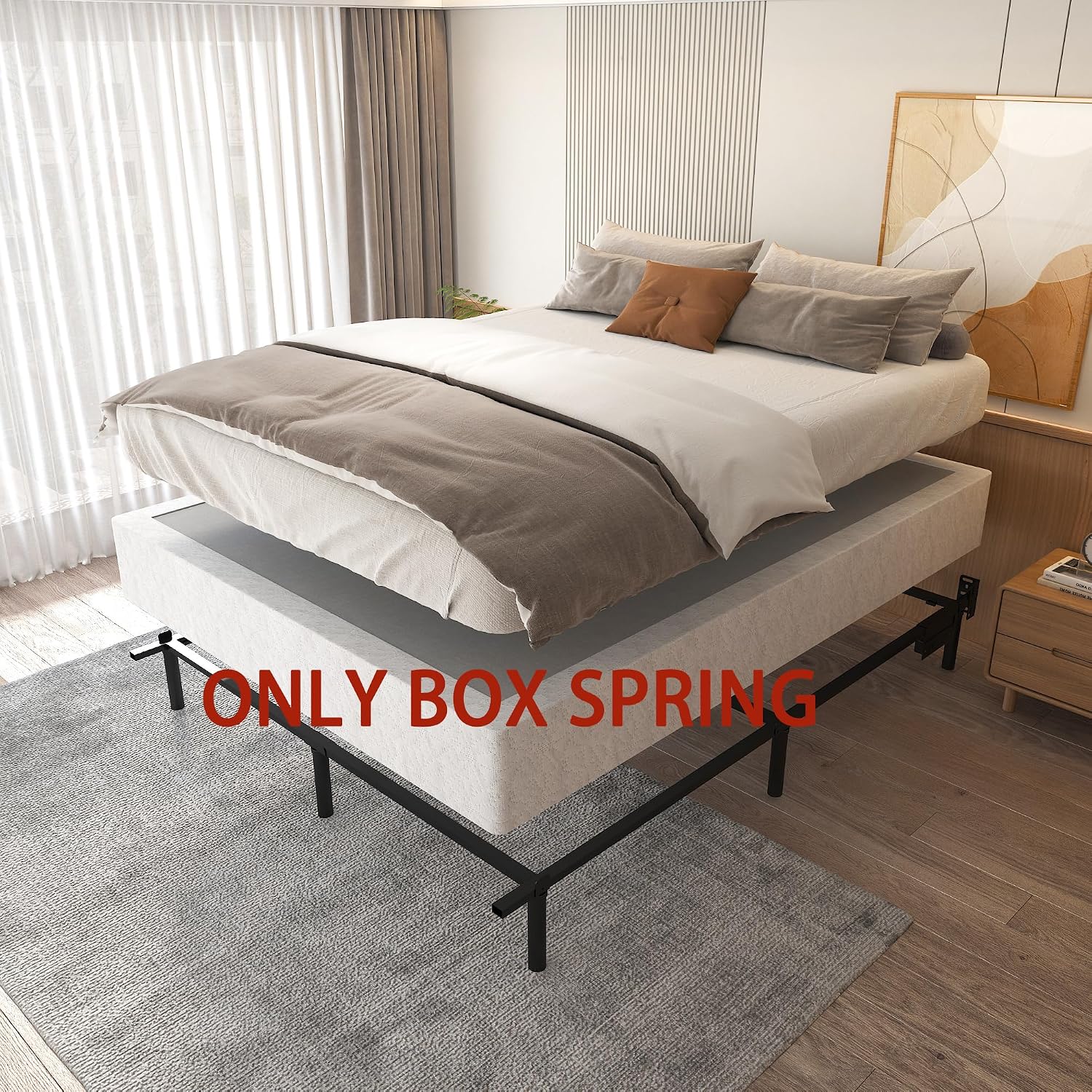 LUMUNANCE 8 Inch High Profile Full Box Spring, Heavy Duty Metal Bed Base Mattress Foundation with Fabric Cover, Noise-Free, Easy Assembly