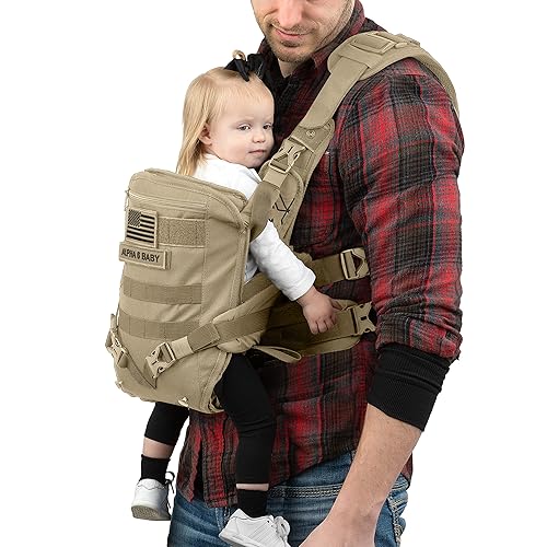 Miniatura 2 de Portabebés para hombre - Soporte frontal para bebé, para papá, bebé a niño pequeño - Diseño militar con soporte lumbar - Ideal para senderismo y