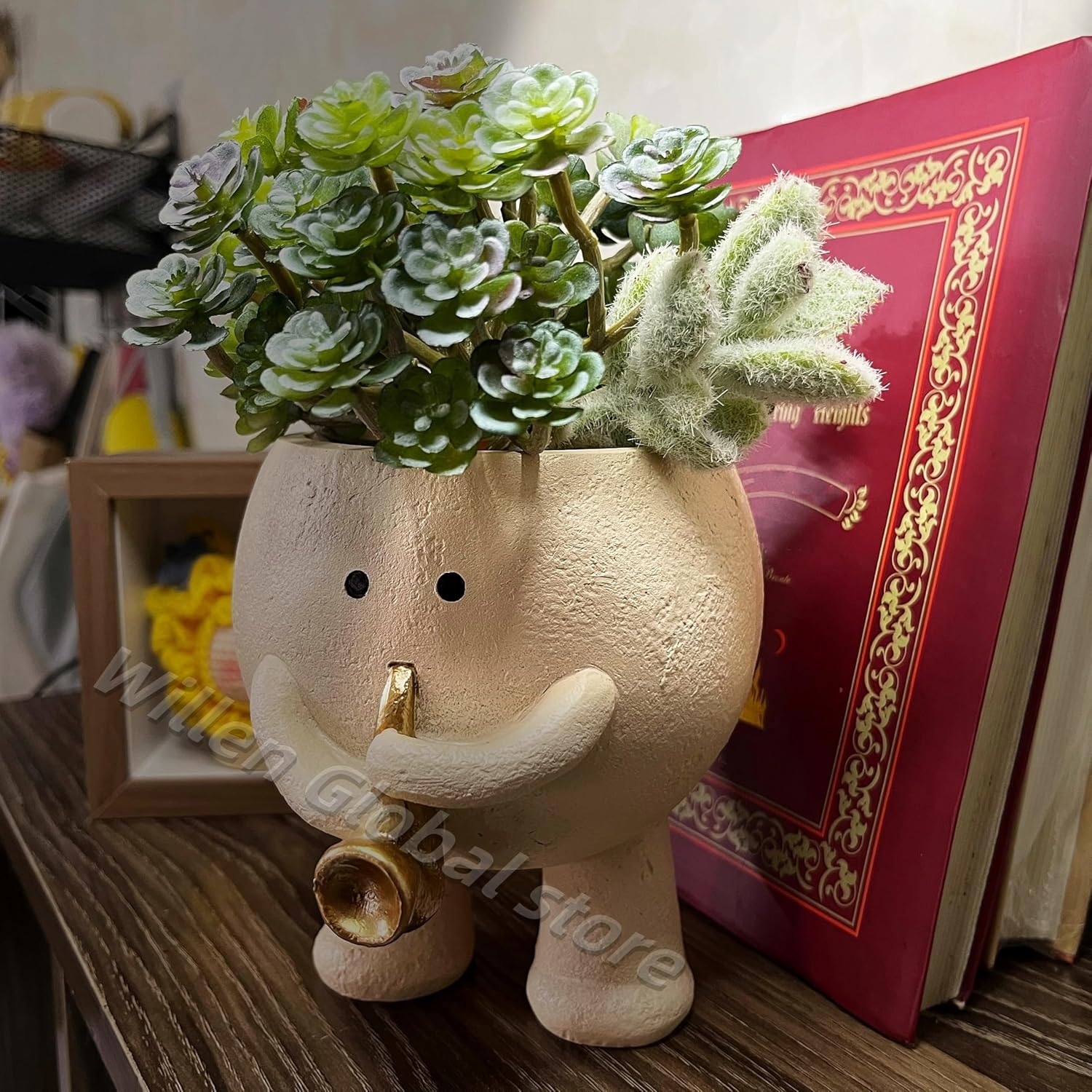 Creative Flowerpot Chair/Swing Smile Face Planter Resin Hanging Cute Head Planters Garden Decoration Creative Rocking Succulent Pot Home Garden Flower Container Study Room Decoration (Style G)