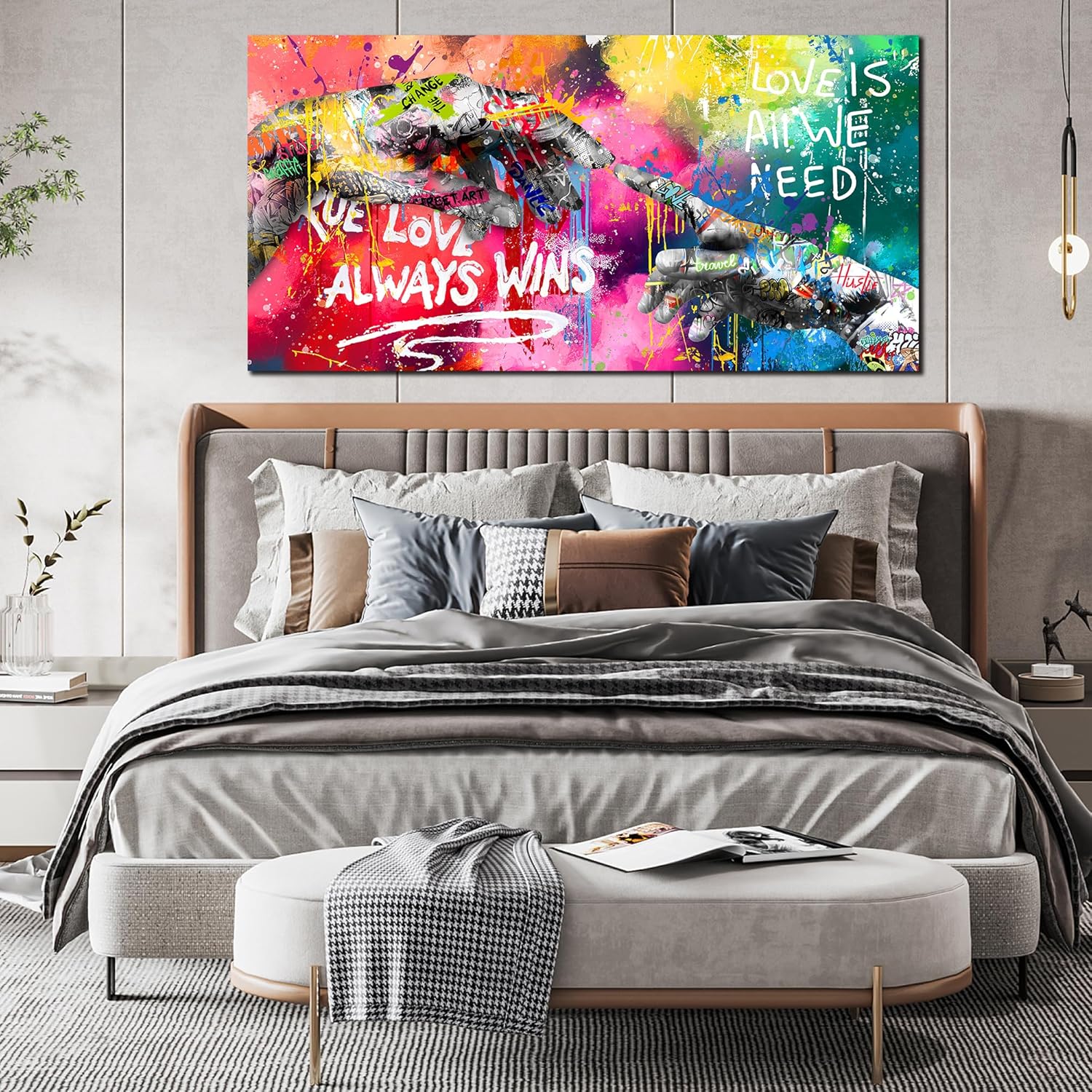 CIRABKY Large Colorful Wall-Art for Living Room - Graffiti Wall Art Canvas - Hand of God Art Prints Posters Size 29" x 59"