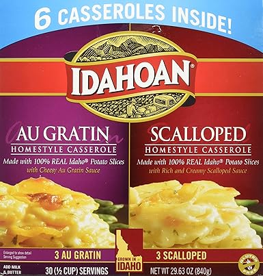 Idahoan Au Gratin and Scalloped Homestyle Casserole Potatoes, Made with