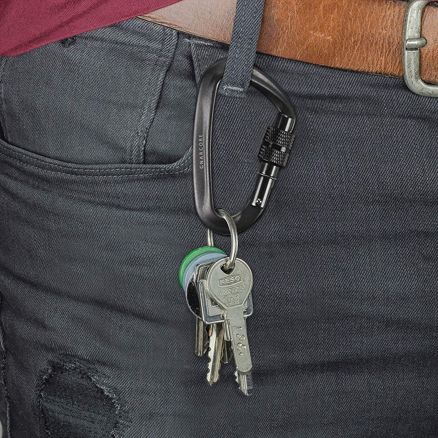 GNARCORE Karabiner Set 2 Stück | Hochbelastbare Schraubkarabiner Bis 510kg - Flugzeugaluminium