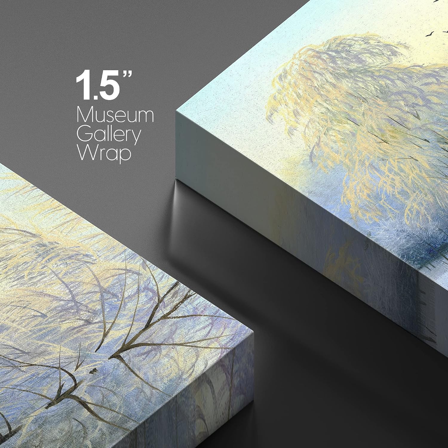 wall26 Canvas Print Wall Art Winter Forest Landscape with Frozen Lake Nature Wilderness Illustrations Modern Art Rustic Scenic Colorful Multicolor for Living Room, Bedroom, Office - 24"x36"