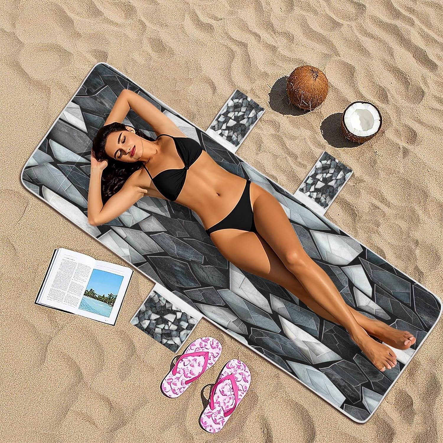 FRMG Abstract Broken Glass Patio Chaise Lounge Covers Beach Chair Cover Beach Chair towel lounge chair towel cover A0900380a