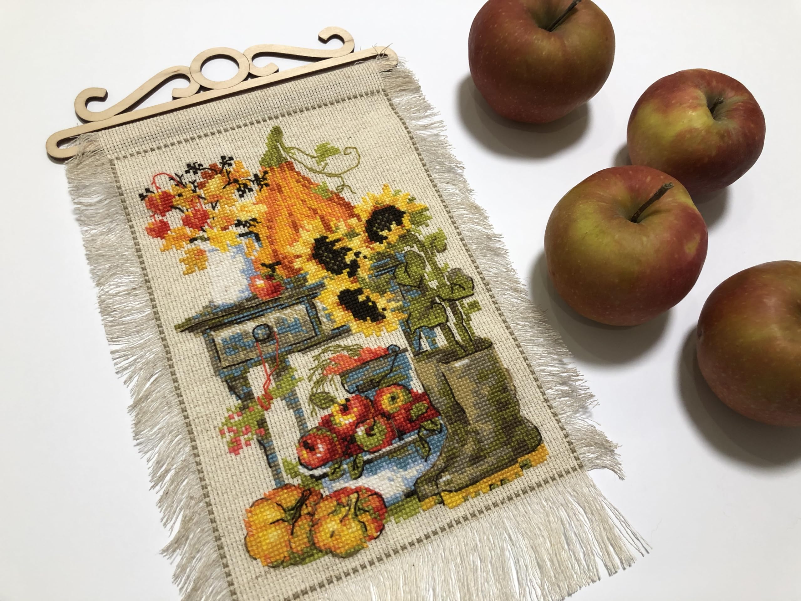 Wingkin Kit Punto Croce Per Adulti Con Tela Prestampata 40x50 Cm, Motivo Frutta E Fiori, 11CT, Completo Di Fili E Accessori