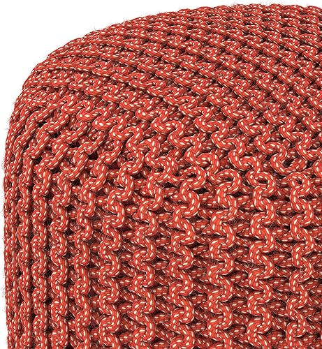 Miniatura 134 de SIMPLIHOME Nisi - Puf redondo de punto para exterior/interior en poliéster PET reciclado gris claro para sala de estar, dormitorio y habitación de