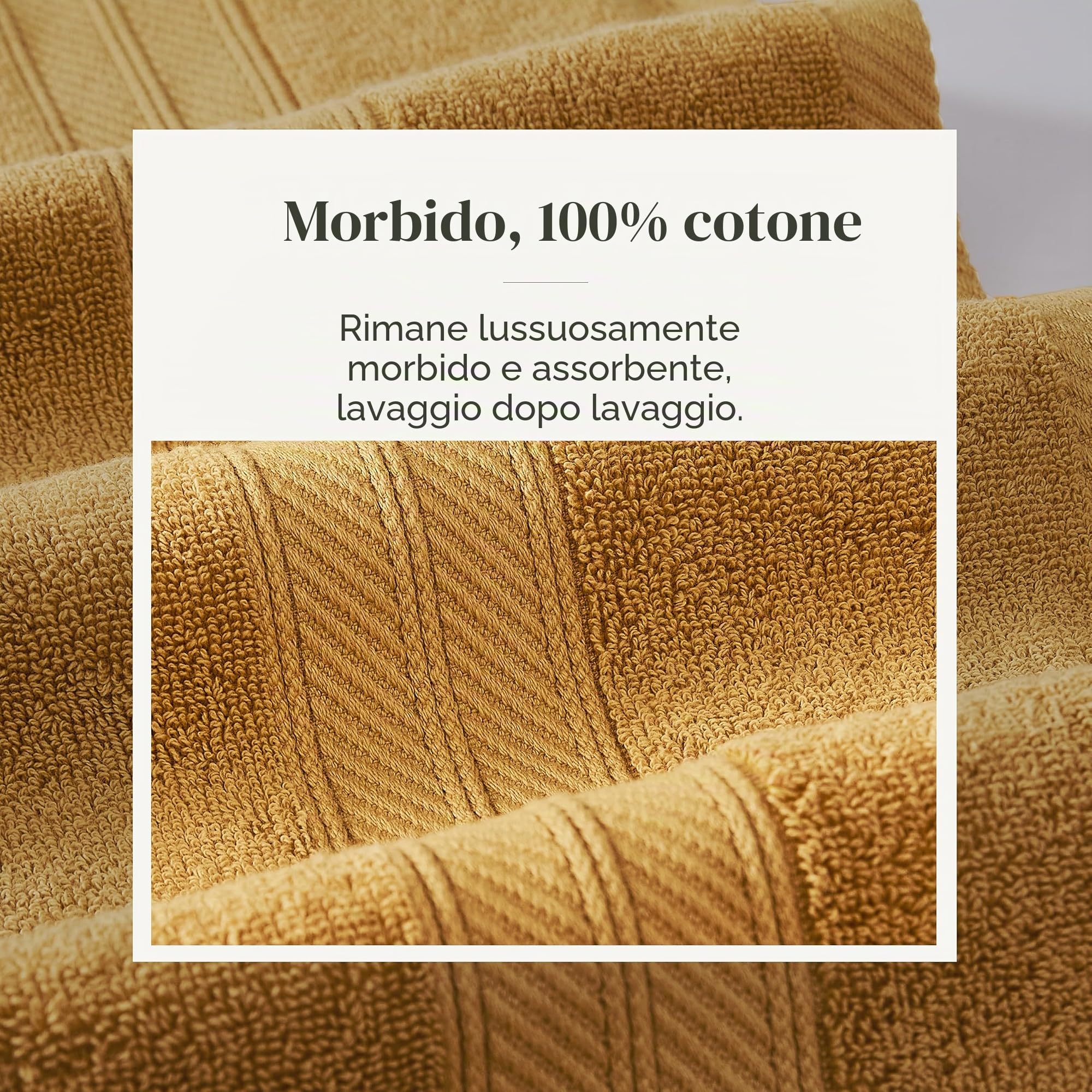 Modern Threads - Set di 6 asciugamani 100% cotone, filigrana a trifoglio, jacquard reversibile tinto in filo, 2 asciugamani da bagno, 2 asciugamani per le mani, 2 lavette, assorbenti e morbidi, oro