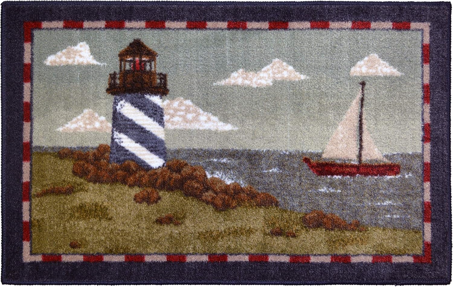 Seaside SEA5279 20X34 Rocky Bay Lighthouse Accent Rug 20"x34" Blue