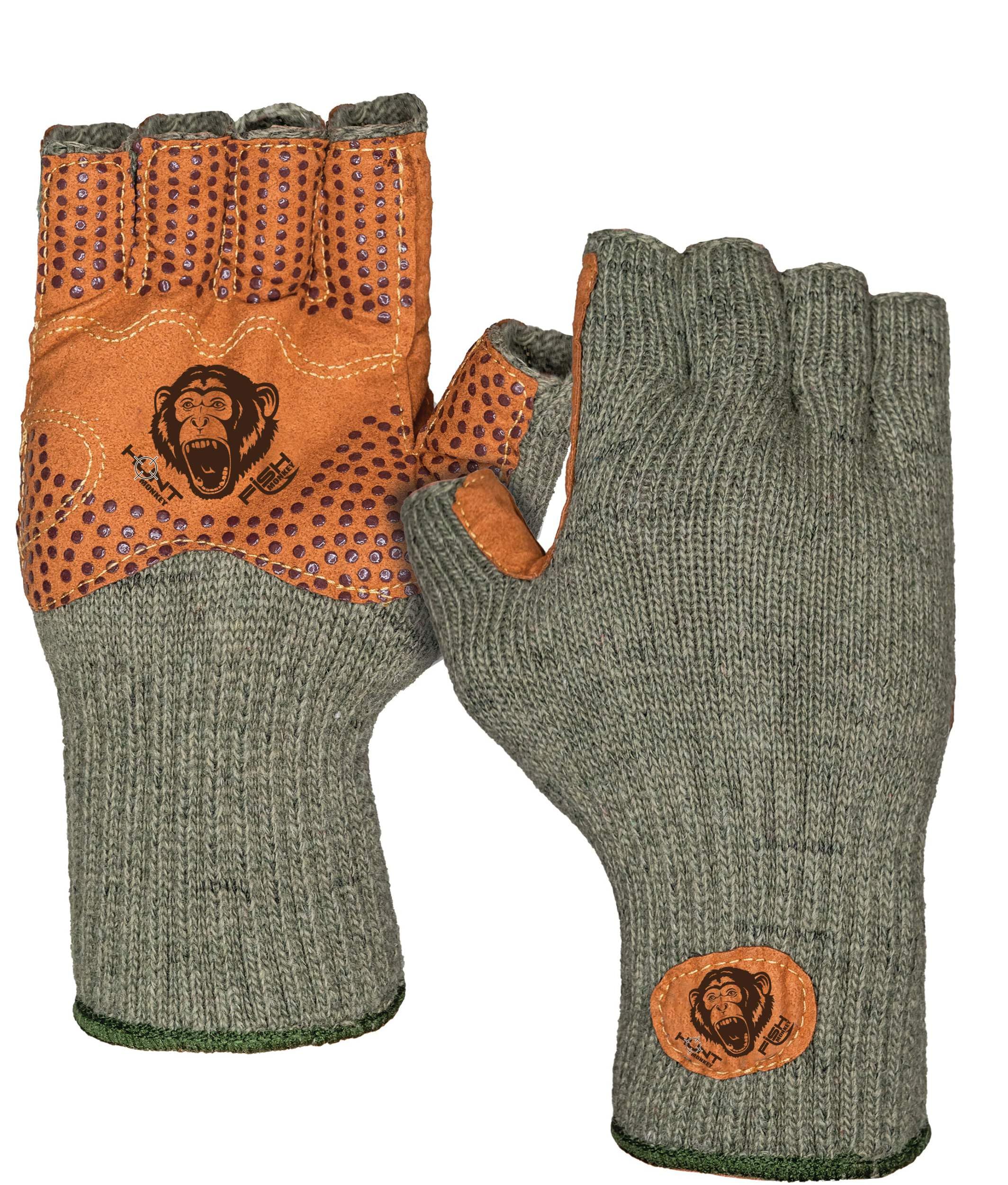 Hunt Monkey HM713 Wooly Half Finger Knit Wool Hunting Gloves