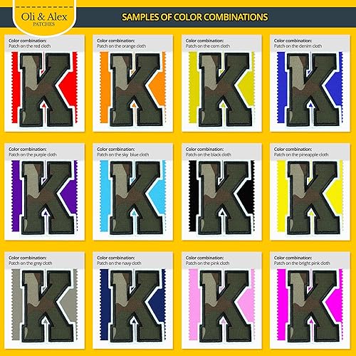 Miniatura 218 de Parches de letras termo-adhesivas de alta calidad – Lindas letras para ropa – Parche universitario para ropa – Letras bordadas de 4 1/2 parches