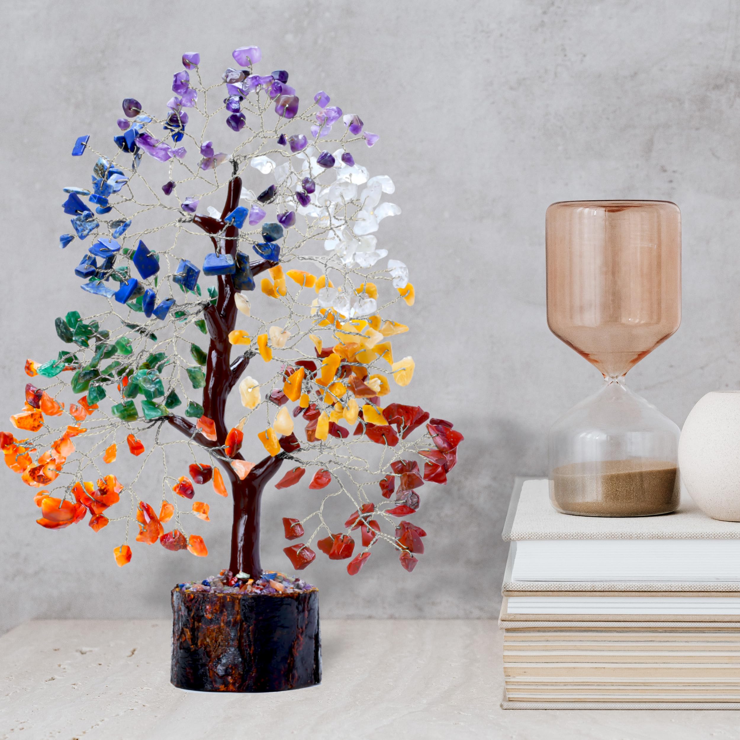 ZENFULSTONE 7 Chakra Tree of Life Spiritual Décor for Home & Office, 7 Chakra Silver Wire, 25- 28 Centimeter - Image 2