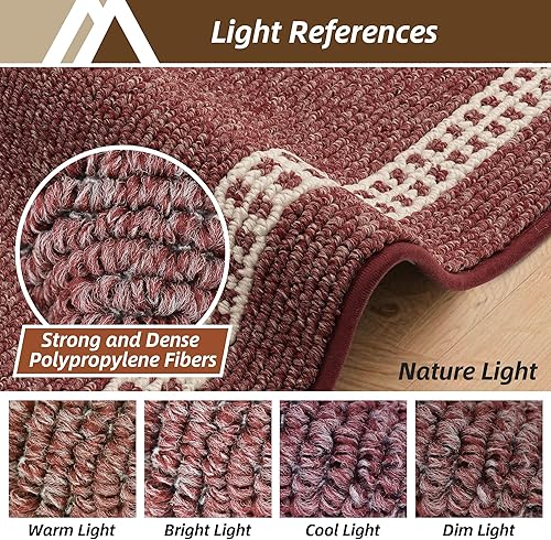 Miniatura 9 de COSY HOMEER Alfombras de cocina antideslizantes 20x30/20x48 pulgadas Tapete grueso de polipropileno para estar de pie en el hogar, lavable a Rojo