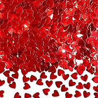 Vista 12 de Confeti de mesa de corazón burdeos – Confeti metálico en forma de corazón de papel de aluminio para el día de San Valentín, confeti de Mylar