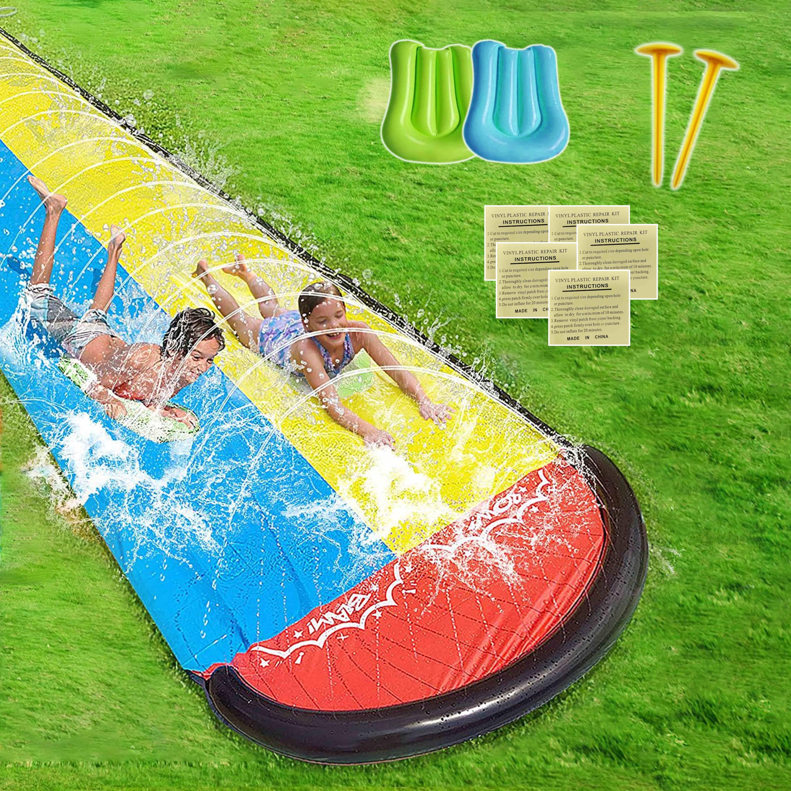 Piscina Hinchable, SilverChry 468 x 145cm Juegos de Agua con 2 Tablas de Bodyboard, Hinchables para Piscina, Tobogan, Mesa de Agua para Niños, Juguetes de Verano, Juguetes Acuáticos para Exterior