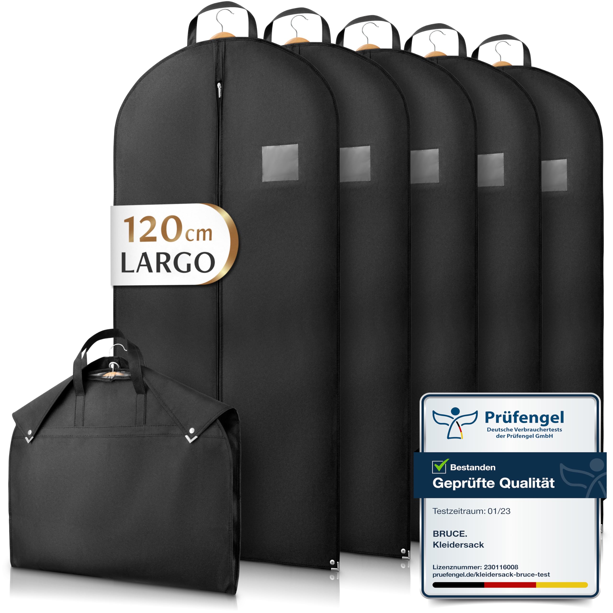 Bruce.® Saco para ropa – 5 x 120 x 60 cm corto – Negro