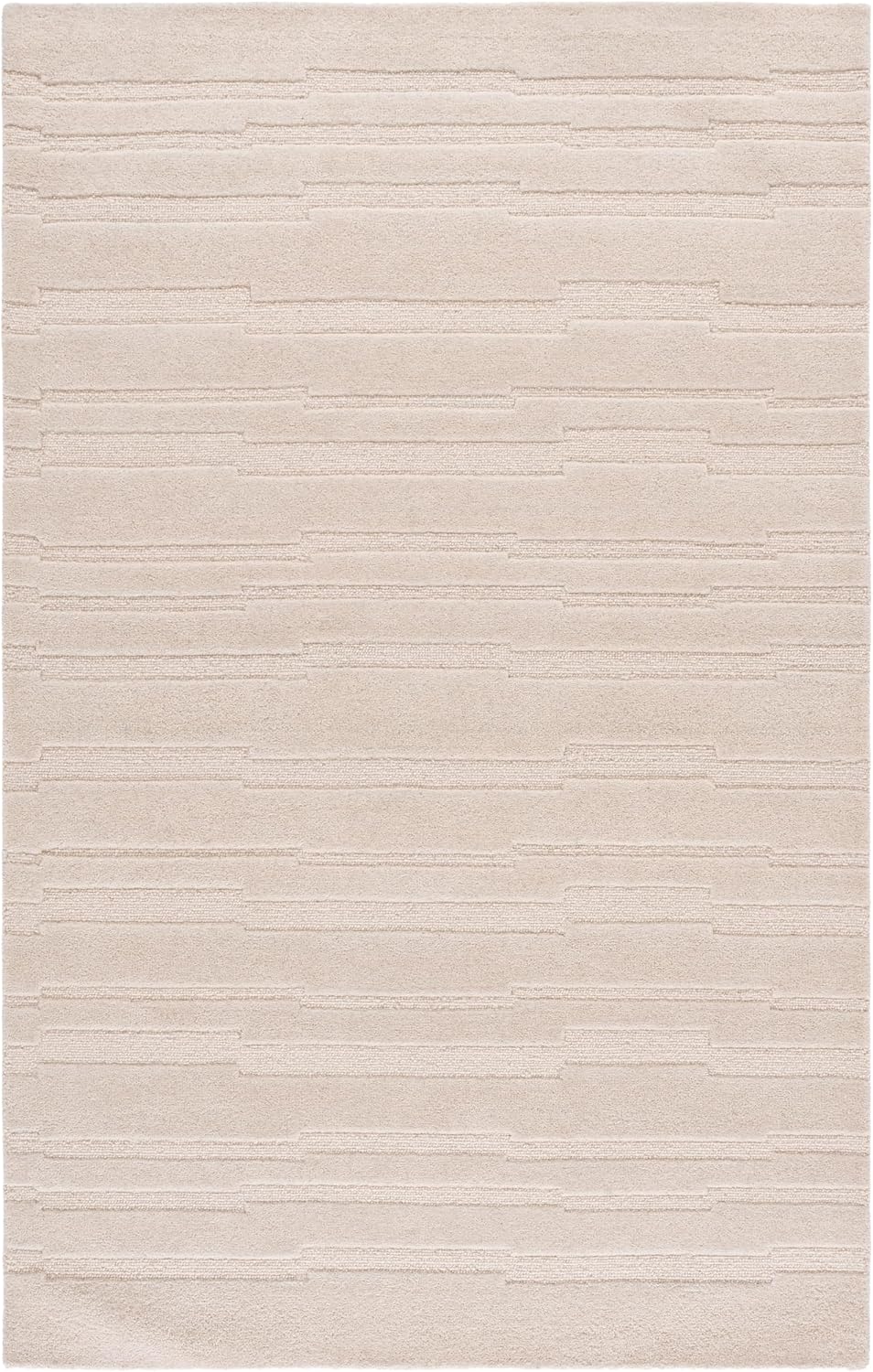 SAFAVIEH Chatham Collection Area Rug - 5' x 8', Ivory, Handmade Textured Stripe Wool, Ideal for High Traffic Areas in Living Room, Bedroom (CHT301A)