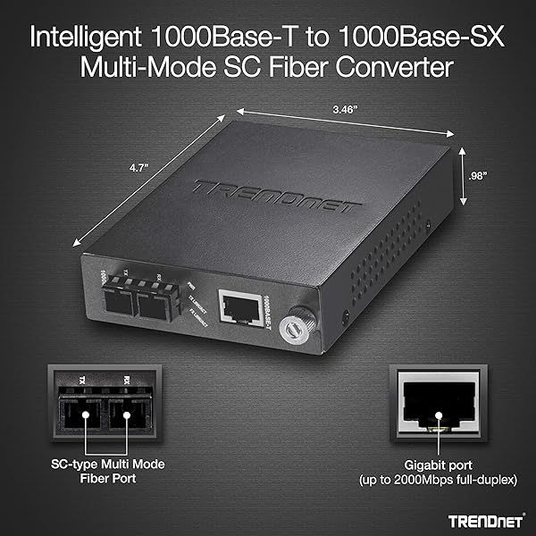 TRENDnet TFC 1000MSC Convertitore Intelligente in Fibra SC multi mode 1000Base T1000Base FX