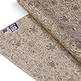 Tooled Faux Leather Western Cowboy, Floral Embossed Vinyl, Craft DIY and Upholstery Textured PU Pleather Fabric - Individual One Yard Cut 36