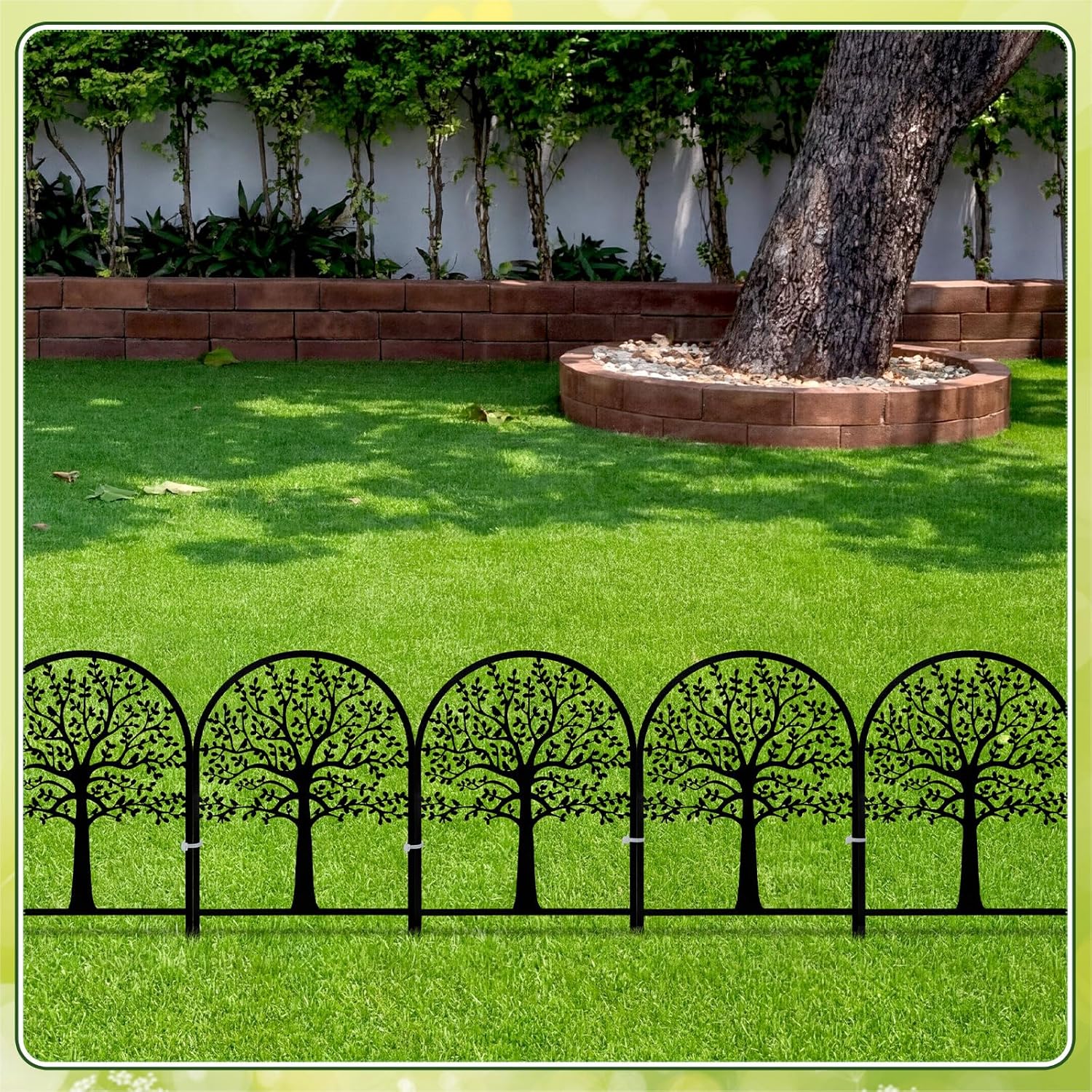 Yaocom 6 Pack Tree of Life Decorative Garden Fence Border 16.5''H x 11.8''W Animal Barrier Border Metal Arched Garden Fencing Panels for Easter Flower Bed Outdoor Patio Yard Decor