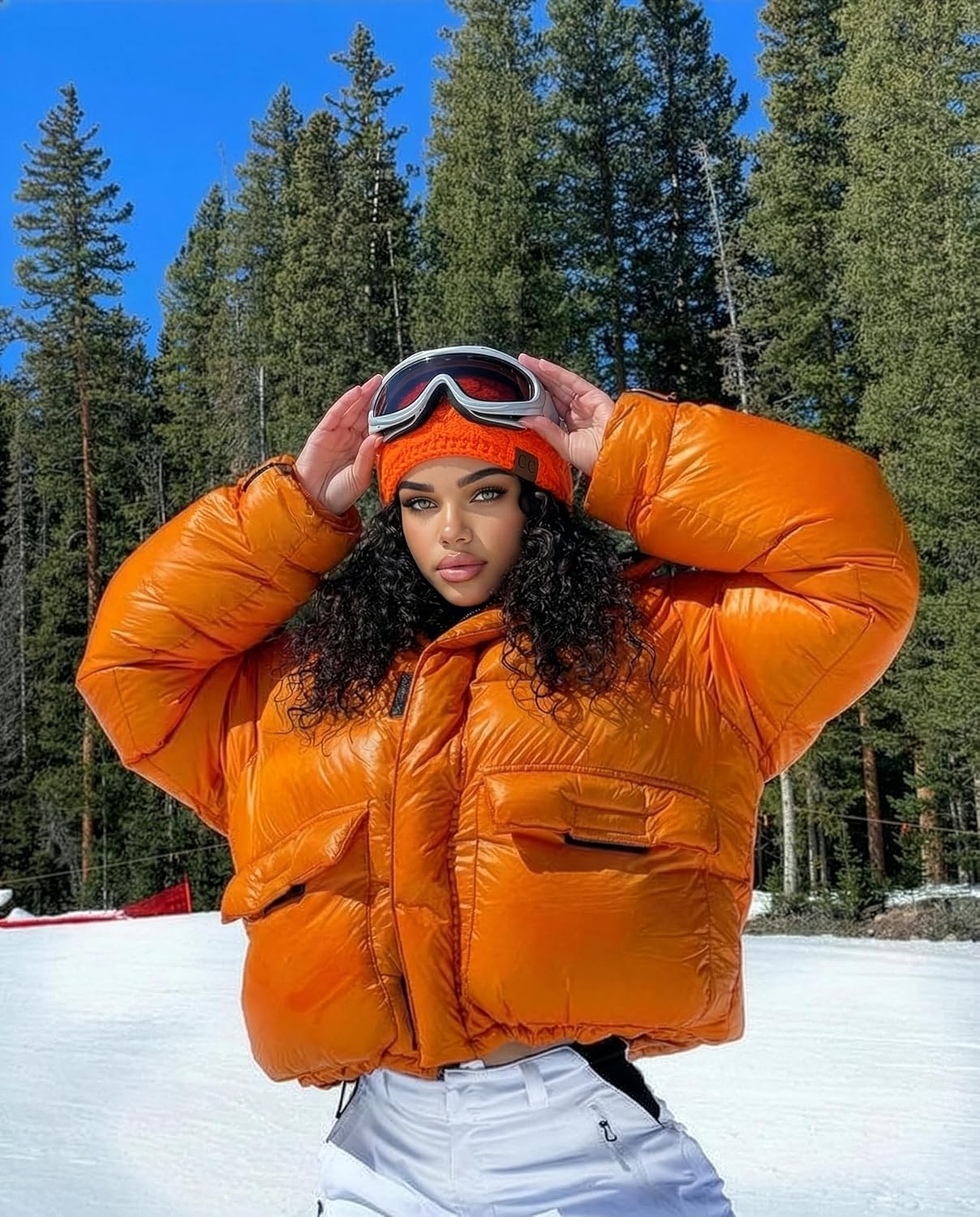 Funky Junque Winter Headbands for Women – Warm Head Wraps, Earmuff Style Ear Warmers, Cozy Headwrap for Running, Womens Outdoors Gear & Accessories - Neon Orange - Image 4