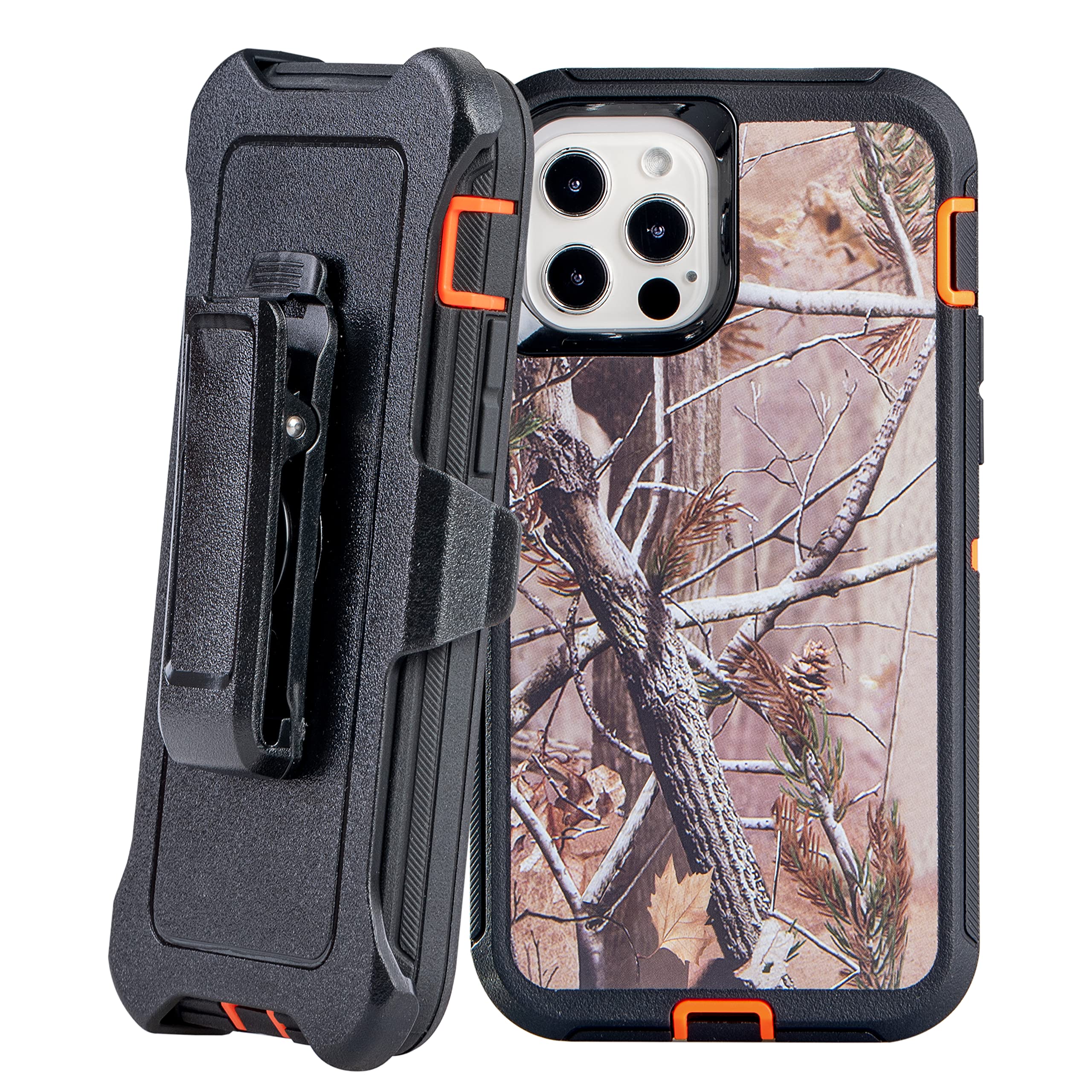 WallSkiN Turtle Series Shockproof Case Compatible w iPhone 12 Pro / 12 (6.1”) | Military Grade Protective Cover | Heavy Duty Bumper Protection| Rugged Drop Proof | Kickstand & Holster - Camouflage