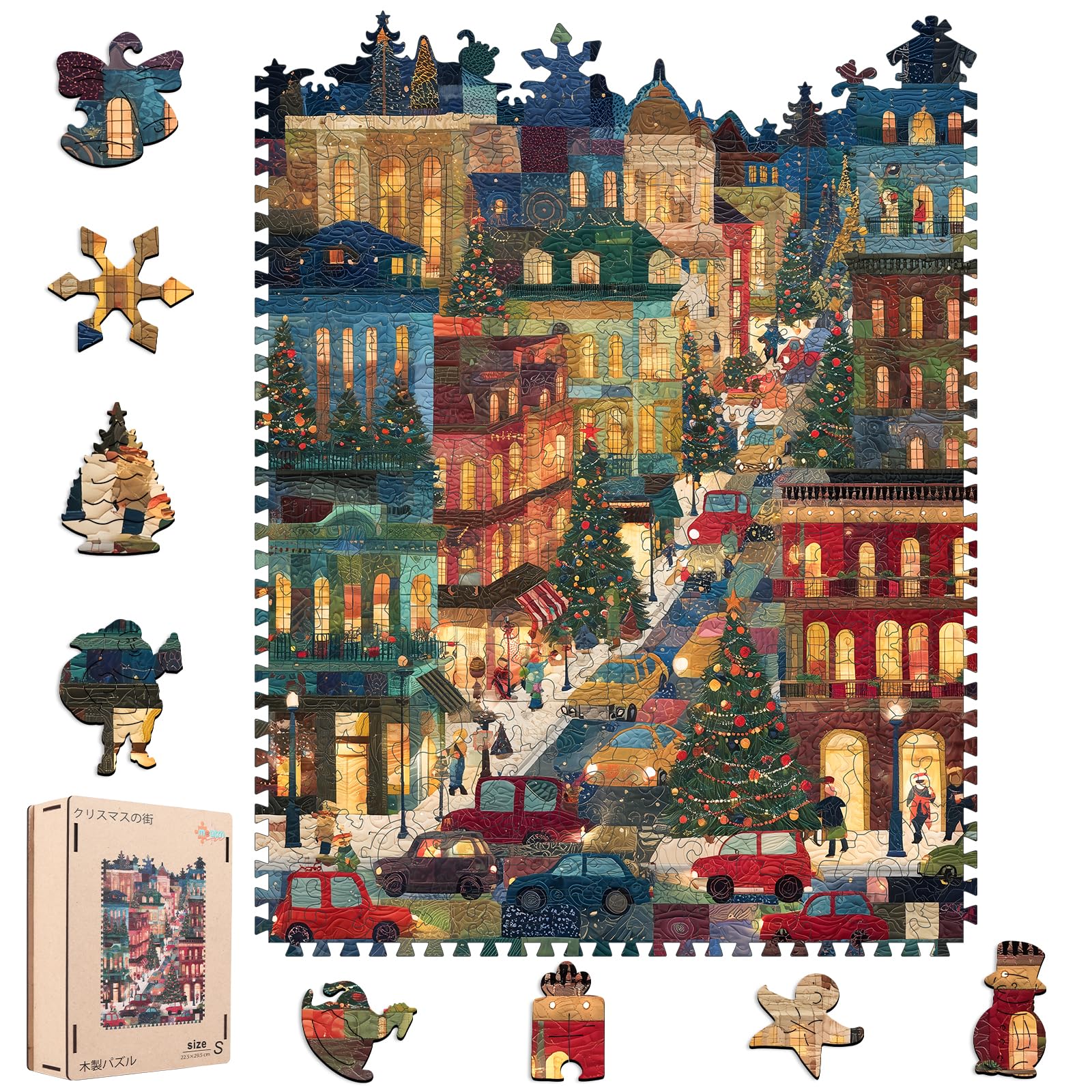 Amazon | ジグソーパズル 500ピース(34.5×45.2cm) 木製 3mm厚 冬の街