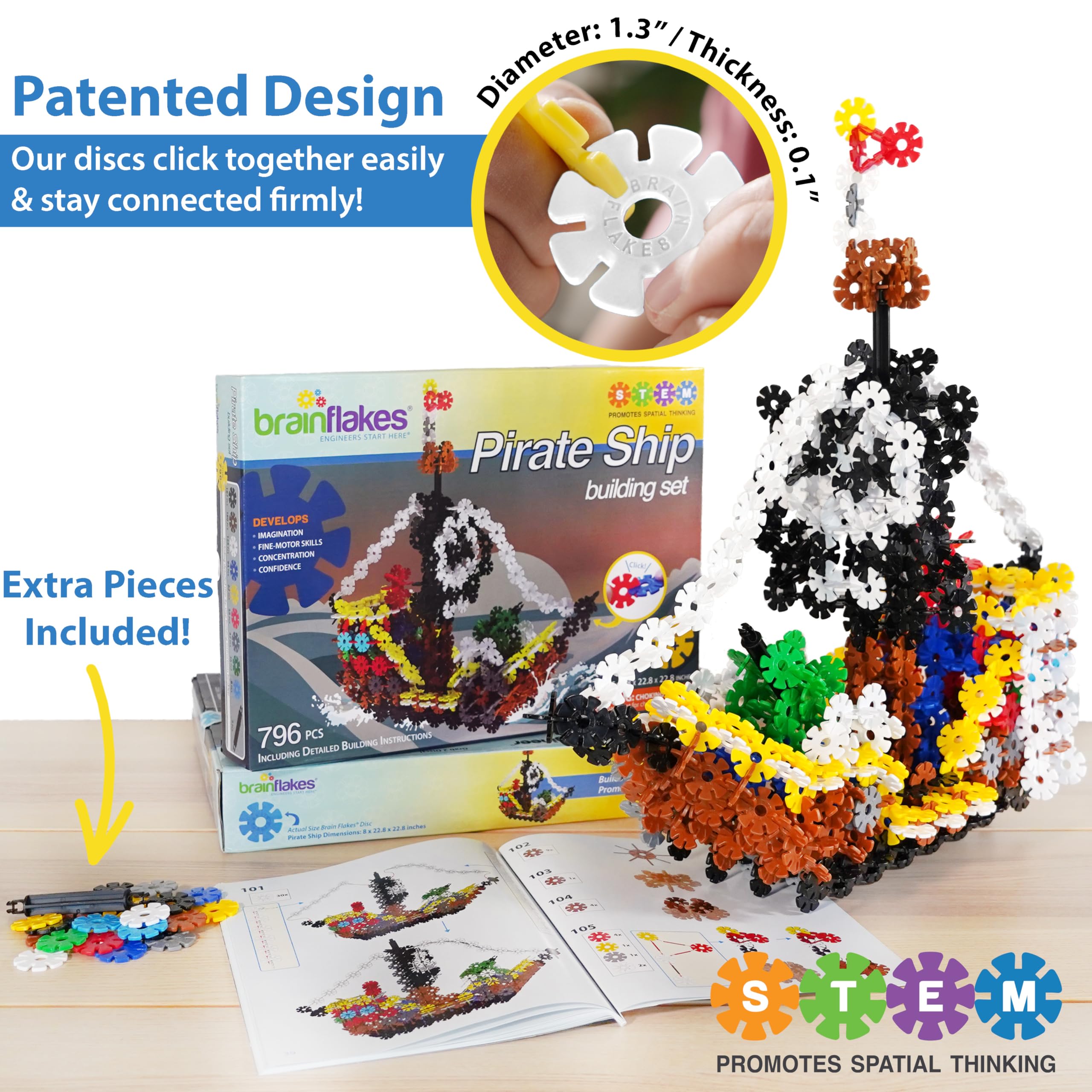 Amazon.com: Brain Flakes Pirate Ship Building Set with Detailed