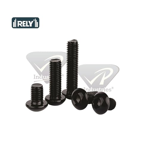 Image of Rely⇒VP INDUSTRIES (Pcs-25) M6 X 16 mm Button Head Cap Screw High Tensile 10.9 Grad| Allen Head Button Cap Screw with Allen Key 1 Pc Free | Allen Round Mushroom Head Screw Alloy Steel Black