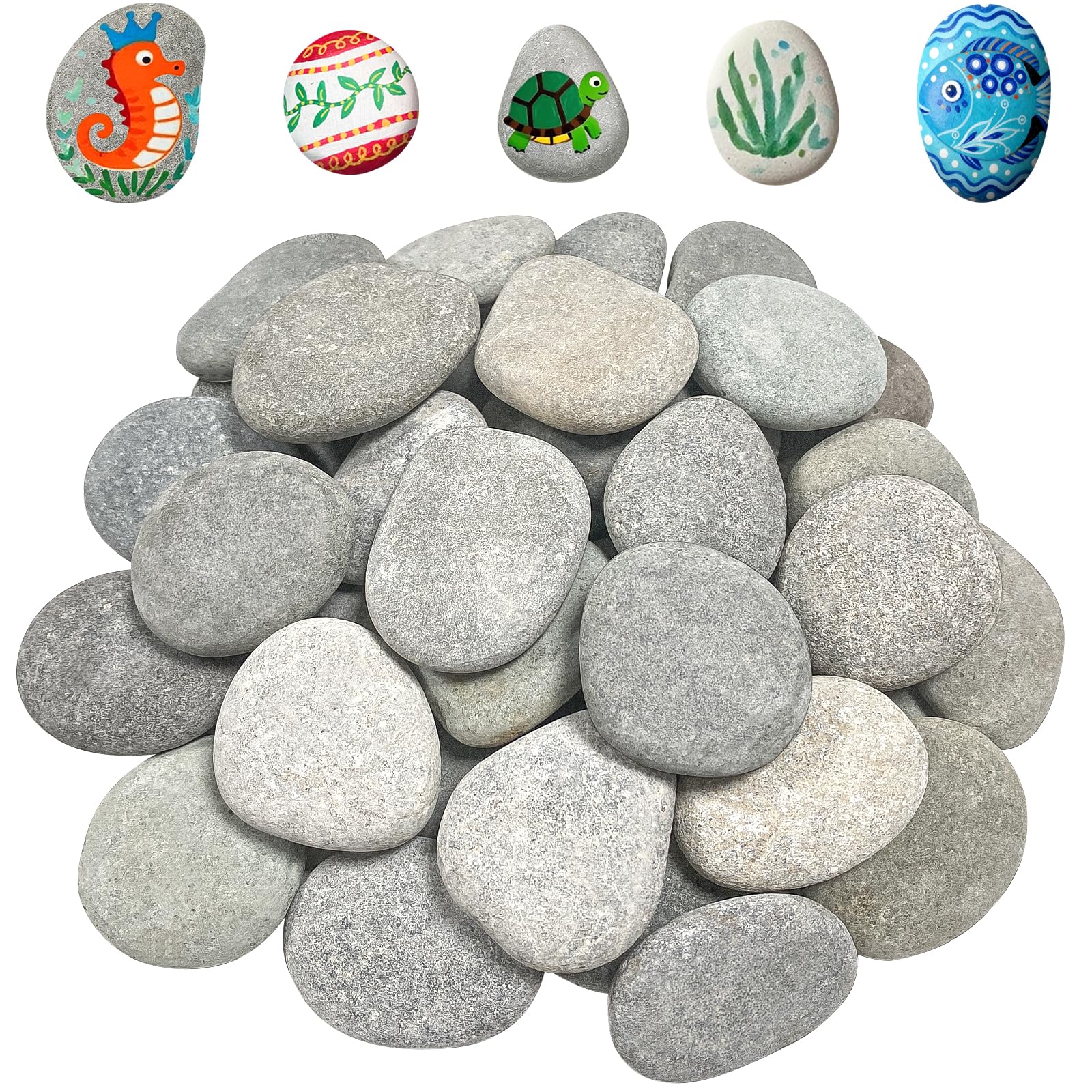 MANCHAP 60 pezzi di pietre di fiume da 5-7 cm e 2-3 cm, sassi da dipingere, ciottoli per dipingere in due dimensioni, rocce per pittura su roccia artigianali per lavori artistici
