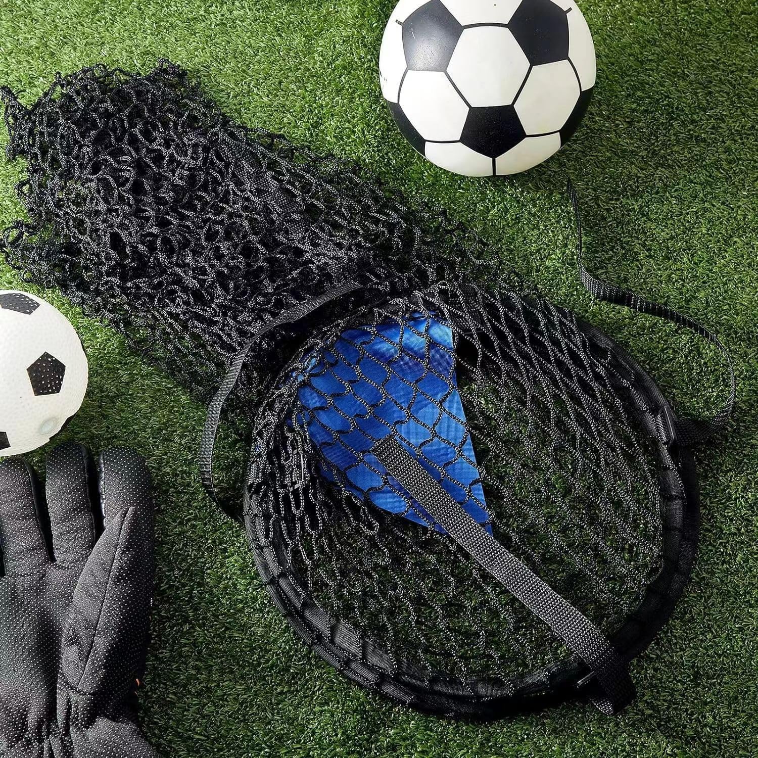 3 reti di destinazione da calcio, 1 obiettivo da calcio nero regolabile con cinghia, facile da installare e rimuovere, rete da calcio per l'allenamento e la precisione, 1 custodia