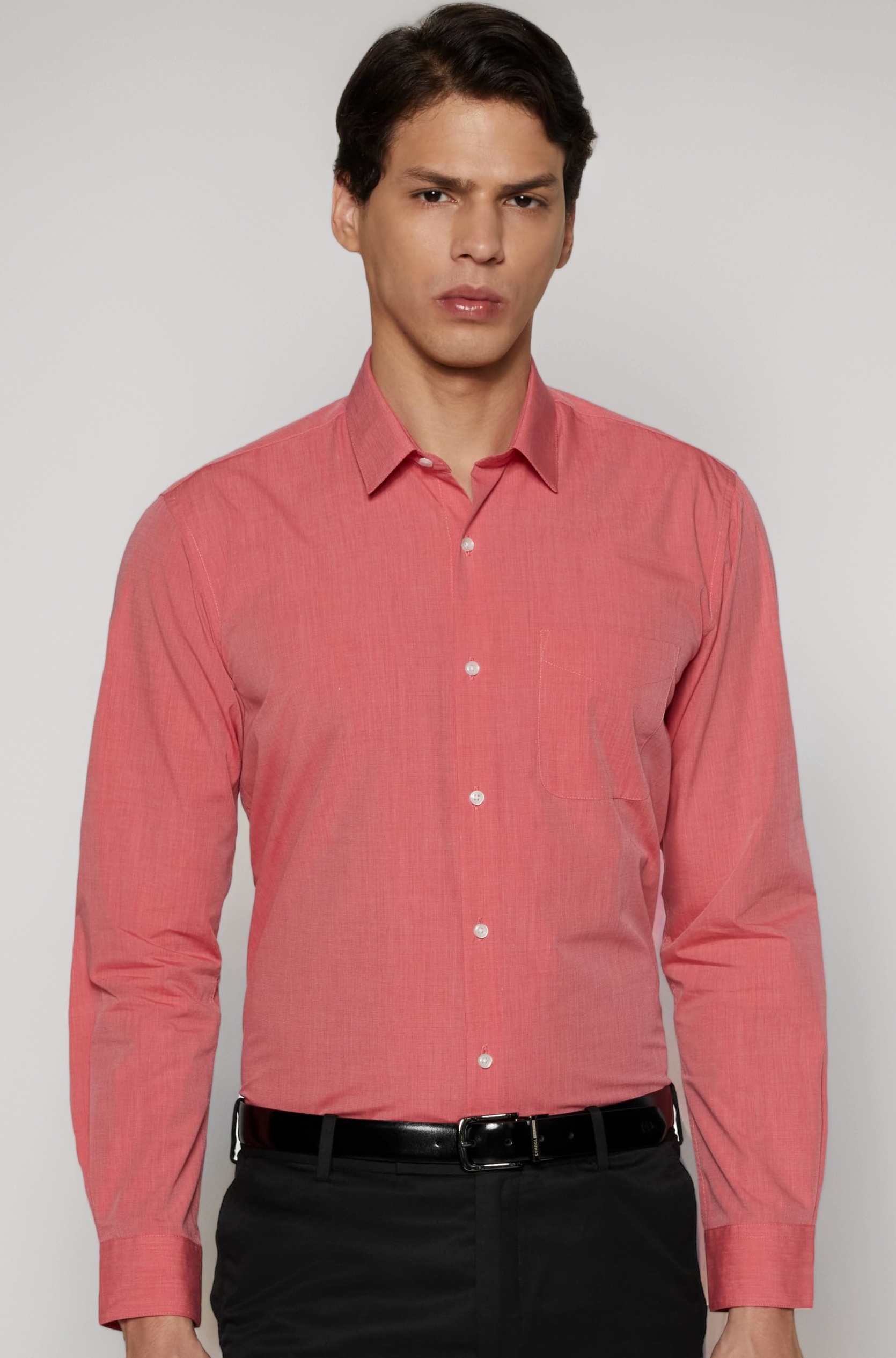 Men's Everday Regular Fit Solid Shirt | Cotton Rich | 5-Pin Pocketing