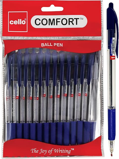 Cello Extra Comfort Grip Ballpoint Pens Medium Point Retractable Ballpoint Pens - (1.0 mm), Pack of 24, Blue Pen
