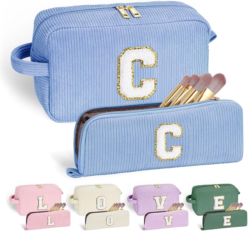Necessaire de maquiagem YOOLIFE com inicial e 2 peças