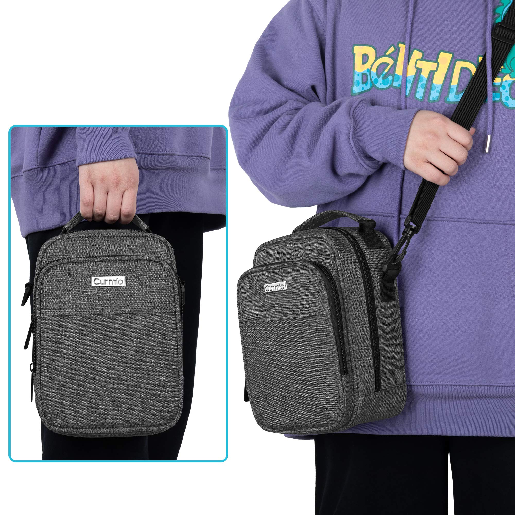 CURMIO Custodia da viaggio per refrigeratore per insulina, borsa organizer per farmaci per diabetici con tracolla per penne per insulina e forniture per diabetici, Nero