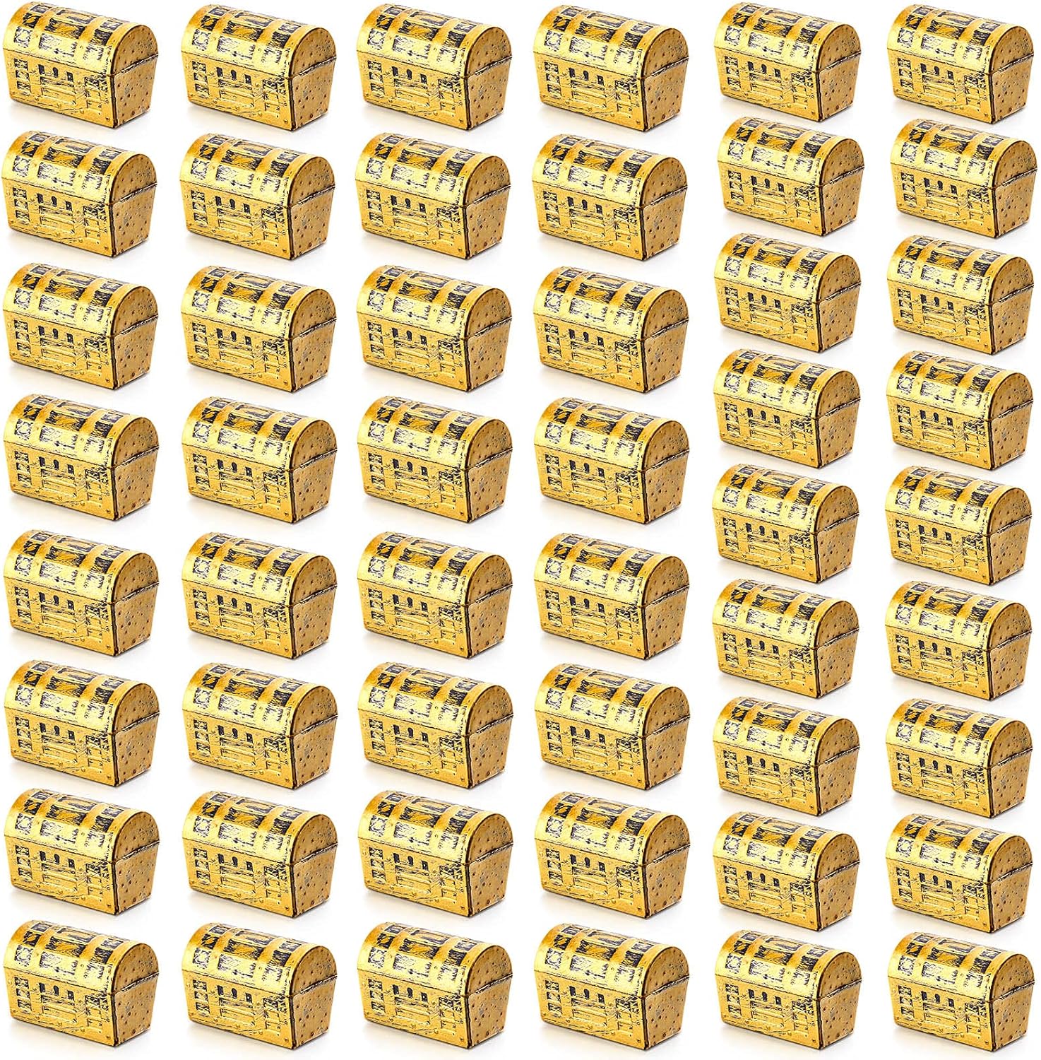 Zhanmai 50 Pieces Mini Pirate Treasure Chest Box Plastic Chests Vintage Pirate Jewelry Storage Box for Play Halloween Christmas Party Favors Prizes