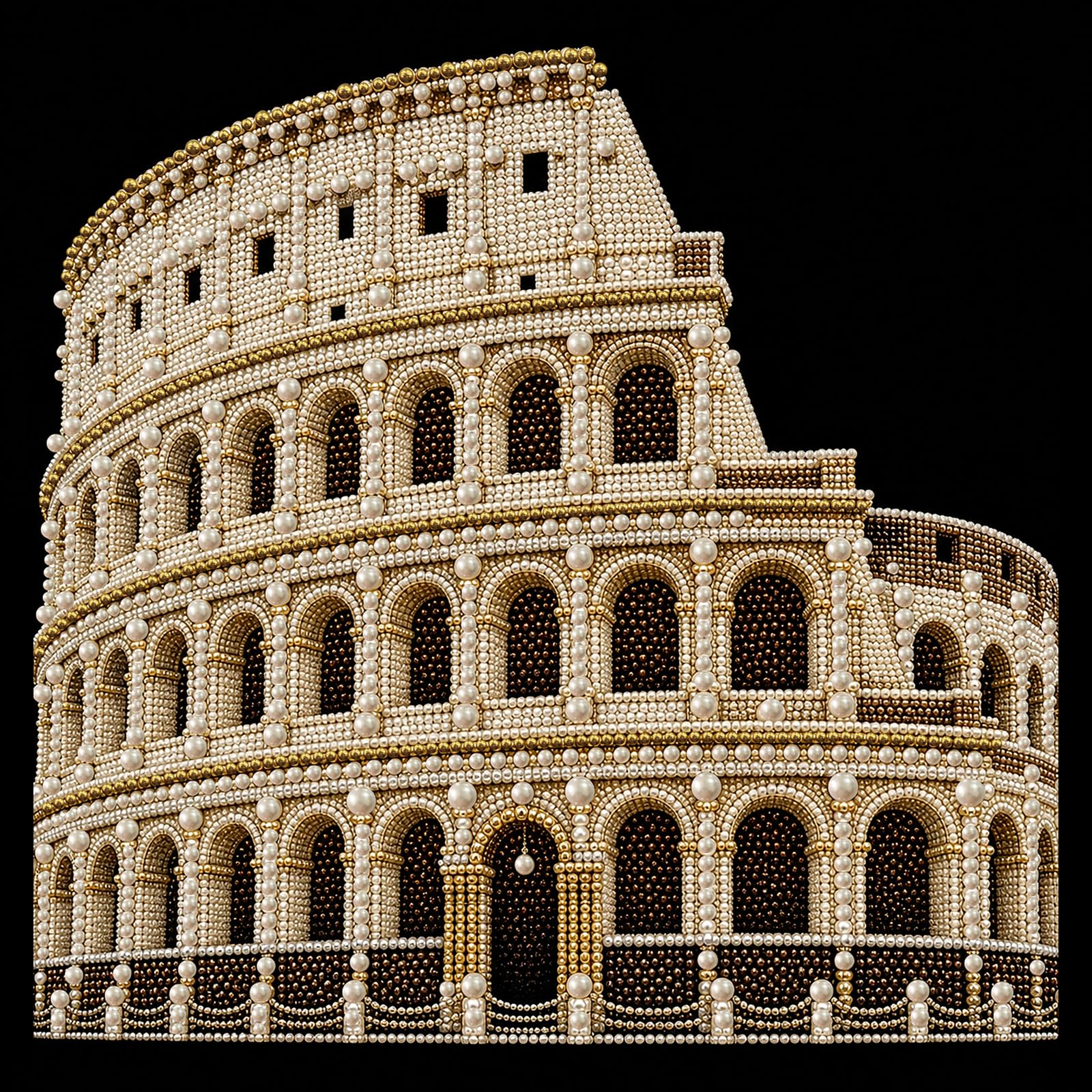 Roman Colosseum DIY Pearl Painting Kit for Adults/Beginners Gift Home Wall Decor Pearl Gem Paintings Picture Arts Craft with Frame 30x30cm