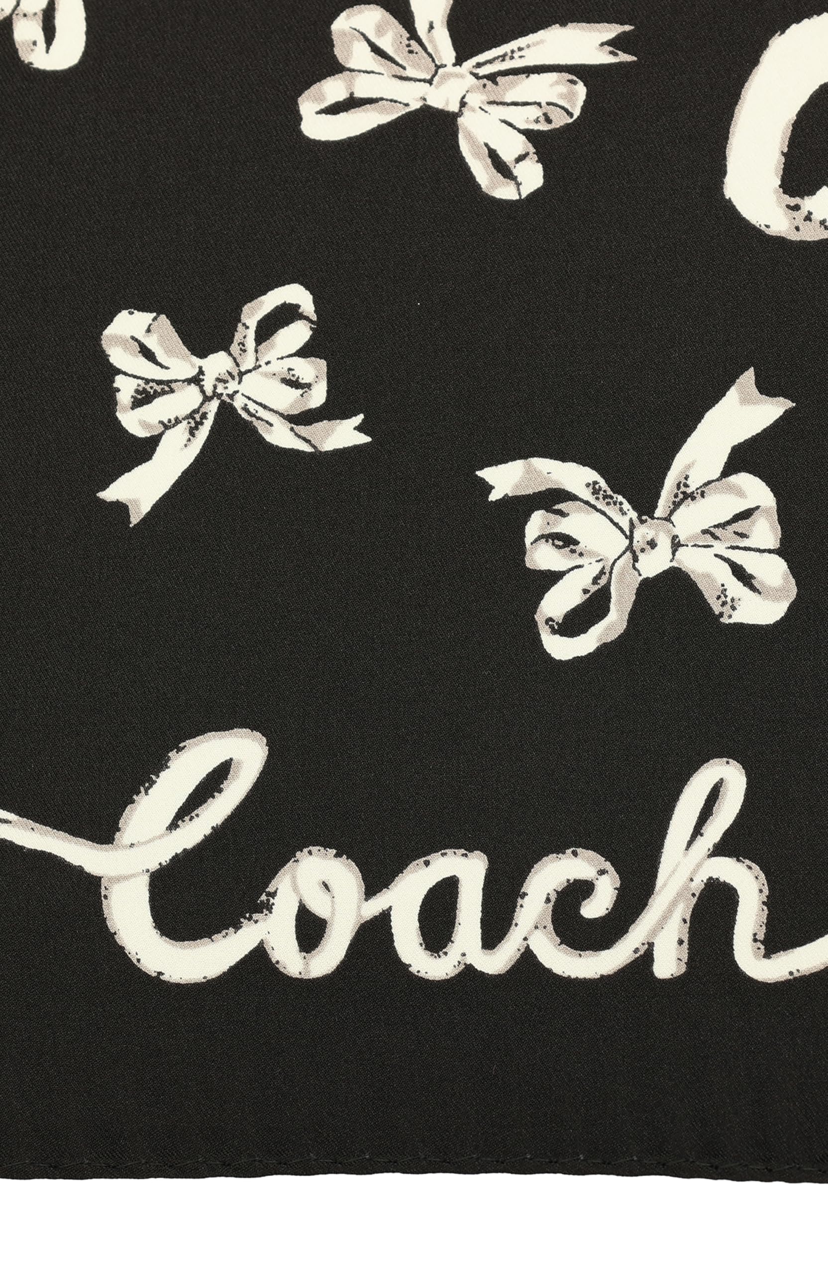 Coach Écharpe bandana en soie imprimée avec nœuds pour femme, noir, taille unique, Noir, taille unique