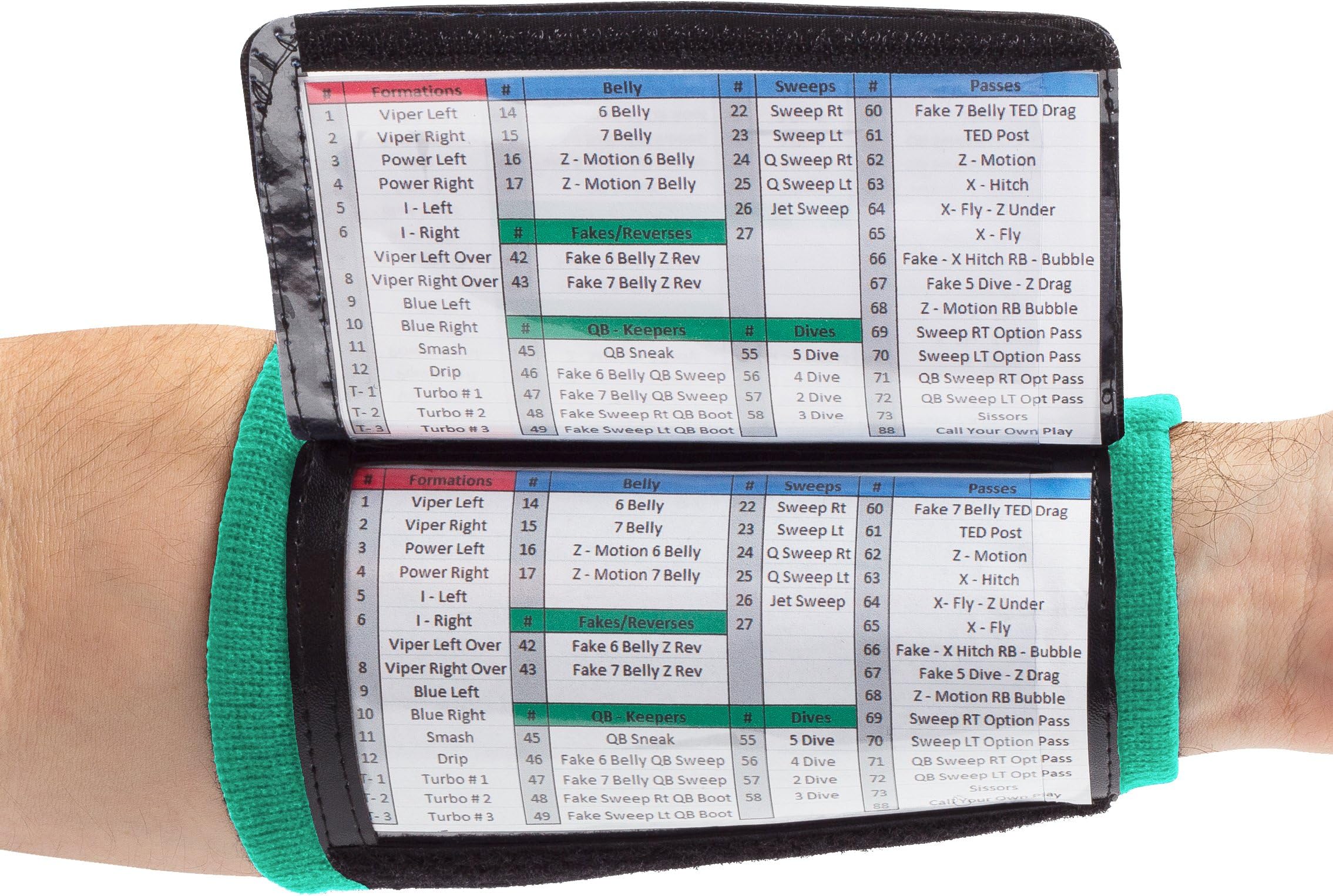 Football Play Wristbands - Youth Quarterback Gear - Wristband Playbook - Softball Wristbands for Signs