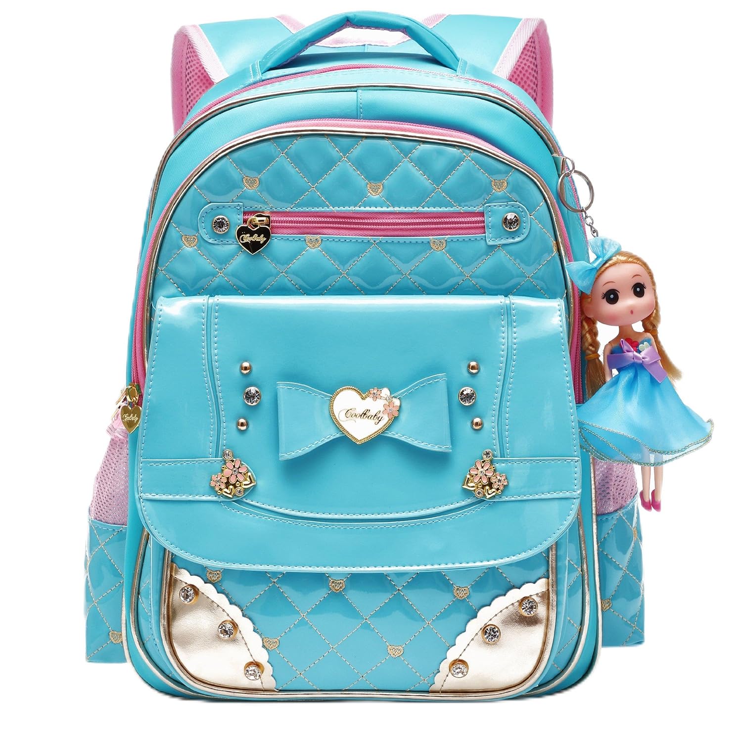 AO ALI VICTORY School Backpack for Girls Light Weight Kids Backpack 16 inch Childrens School Bag Pink BookBags