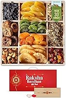 HyperFoods RawFruit Rakhi Dry Fruit Gift Pack Tropical Fruits Wooden Rakhi for Brother Combo with Gift Hamper | Dried...