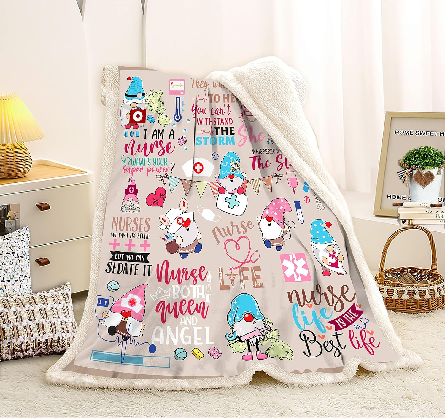 Nurse Appreciation Soft Fluffy Sherpa Warm Throw Blanket for Women, Nursing Students - Week Gift (H11, 50"x 60") - Image 2