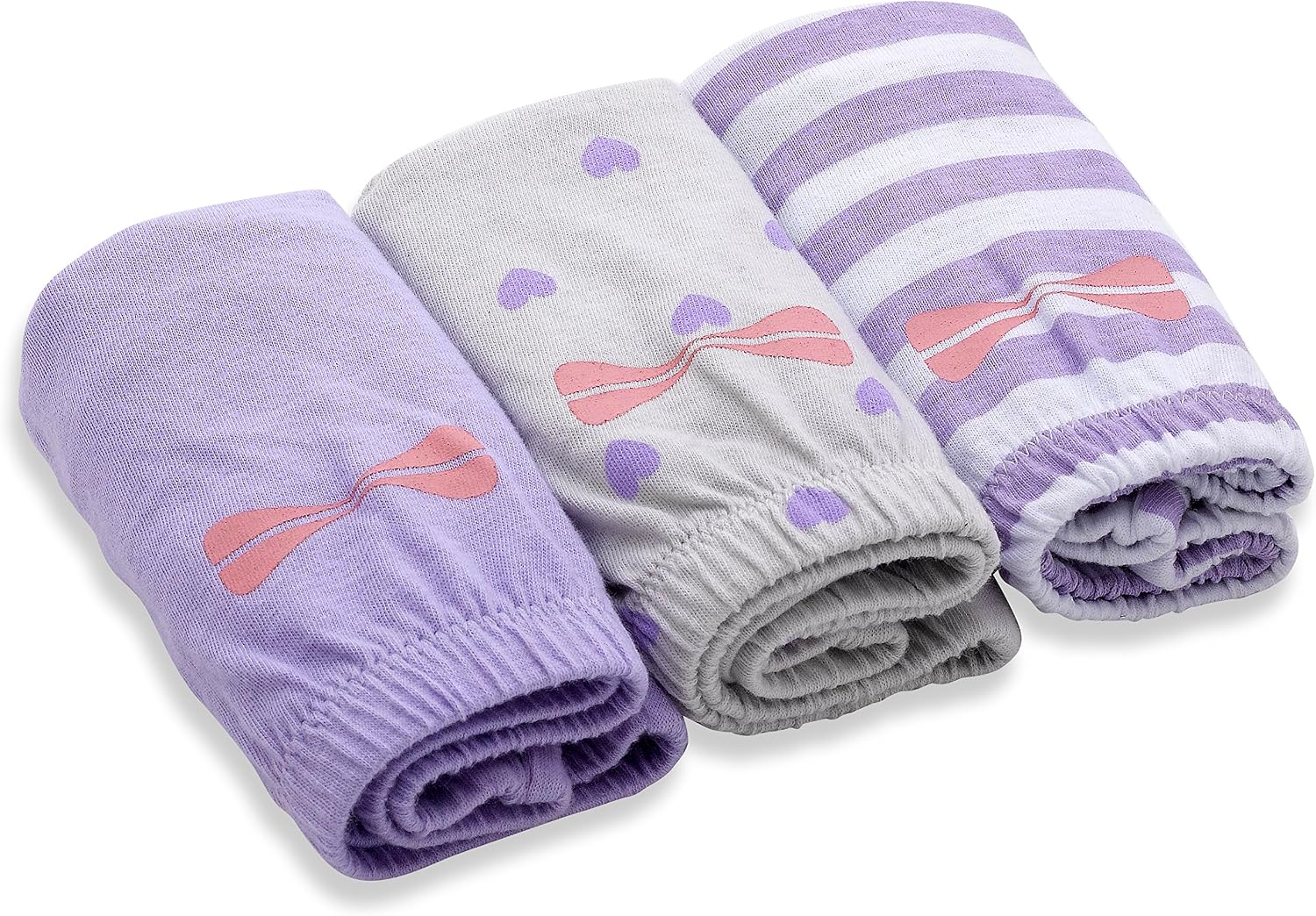 Candyland Brief Panty For Girl's - 3 Pack - Full Cut Soft Cotton Lavender