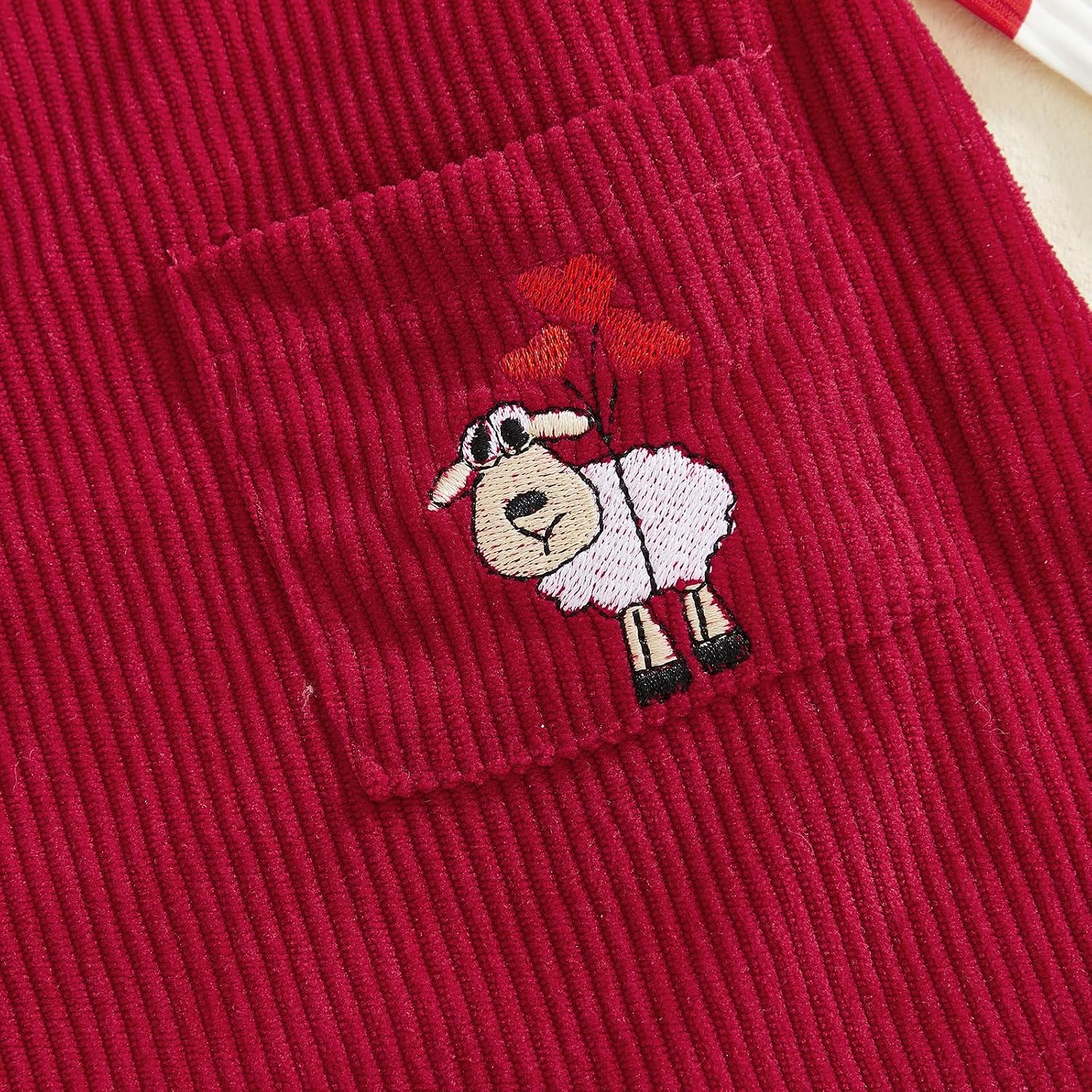 Yccutest Newborn Valentines Clothes Baby Girl Ribbed Romper Top Corduroy Overall Skirt Set Infant Valentines Day Heart Outfit